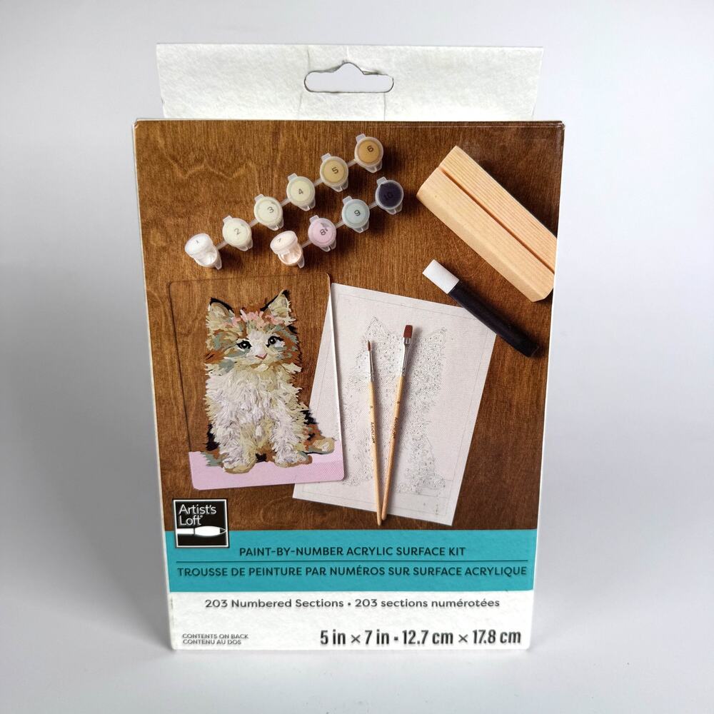 Fuzzy Kitten Paint By Number Acrylic Surface Kit Long Haired Cat Artist's Loft